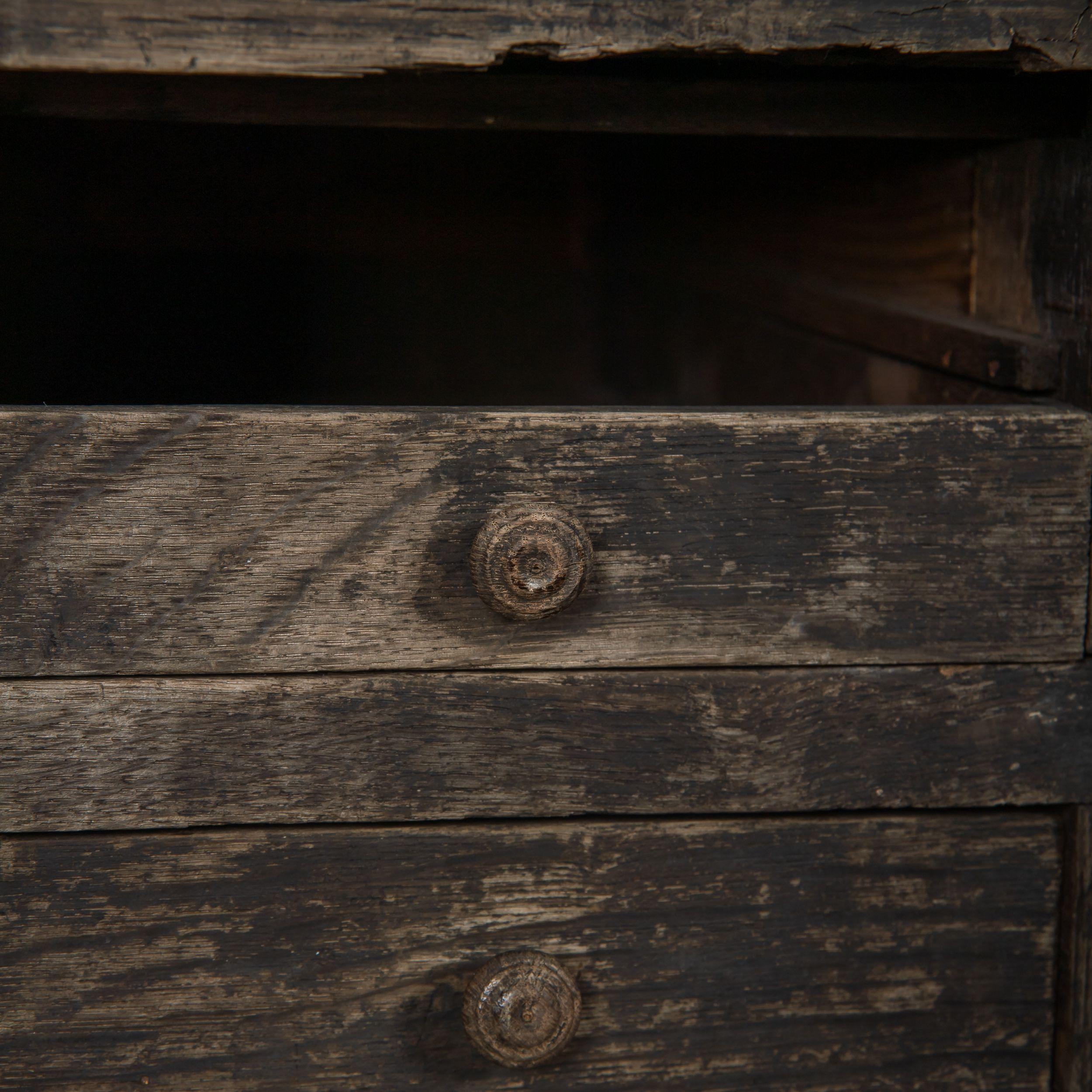 Vintage Black Wood Desk with Drawers From France For Sale 2