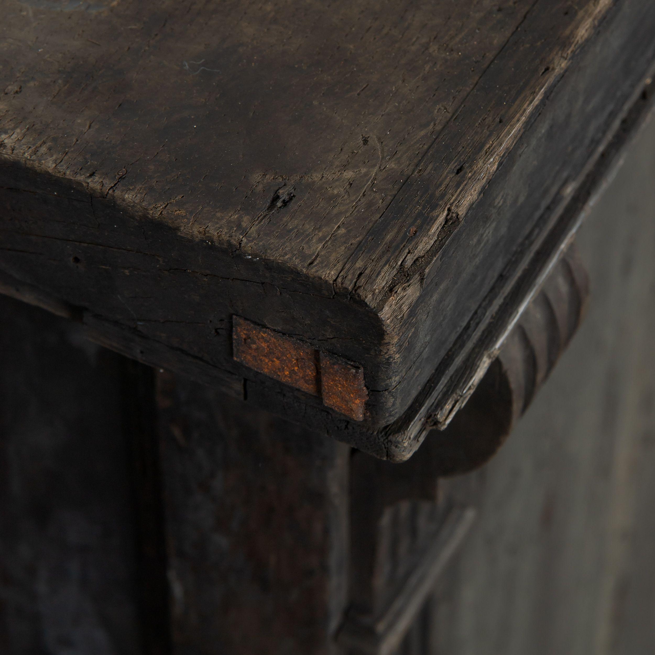 Vintage Black Wood Desk with Drawers From France For Sale 3