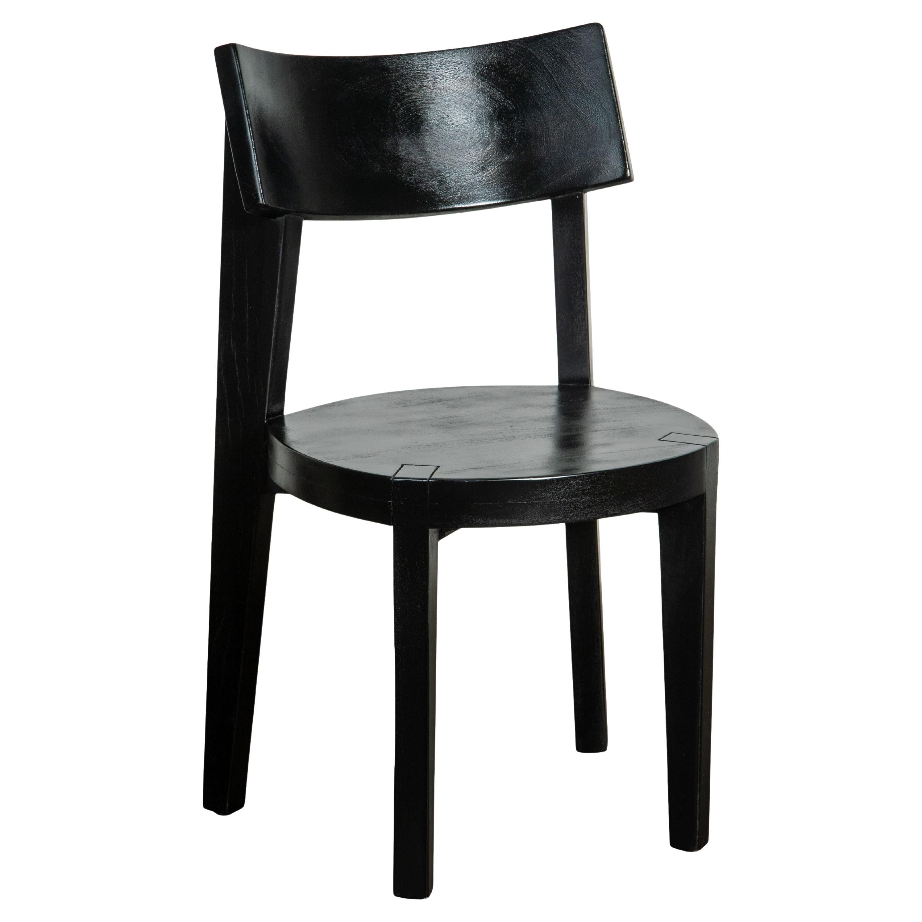 Vintage Black Wood Dining Chairs (Set of 4 Chairs) For Sale