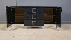 Vintage black wooden cabinet, 1970s
