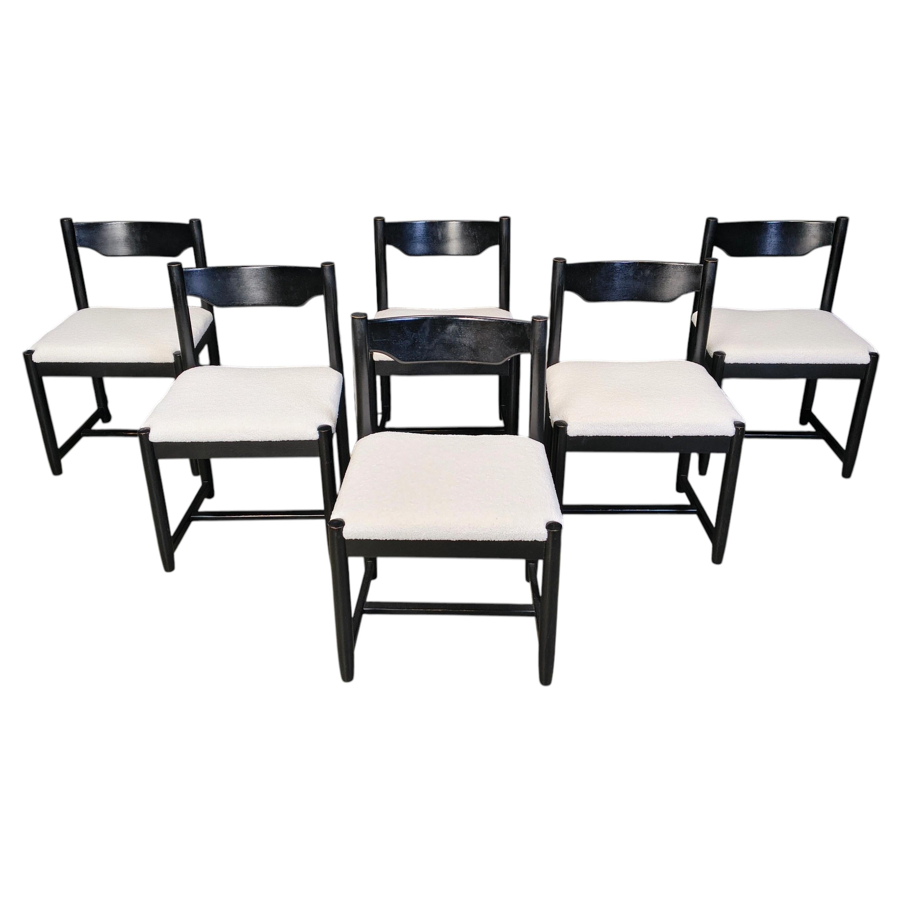 Vintage black wooden dining chairs, 1970s