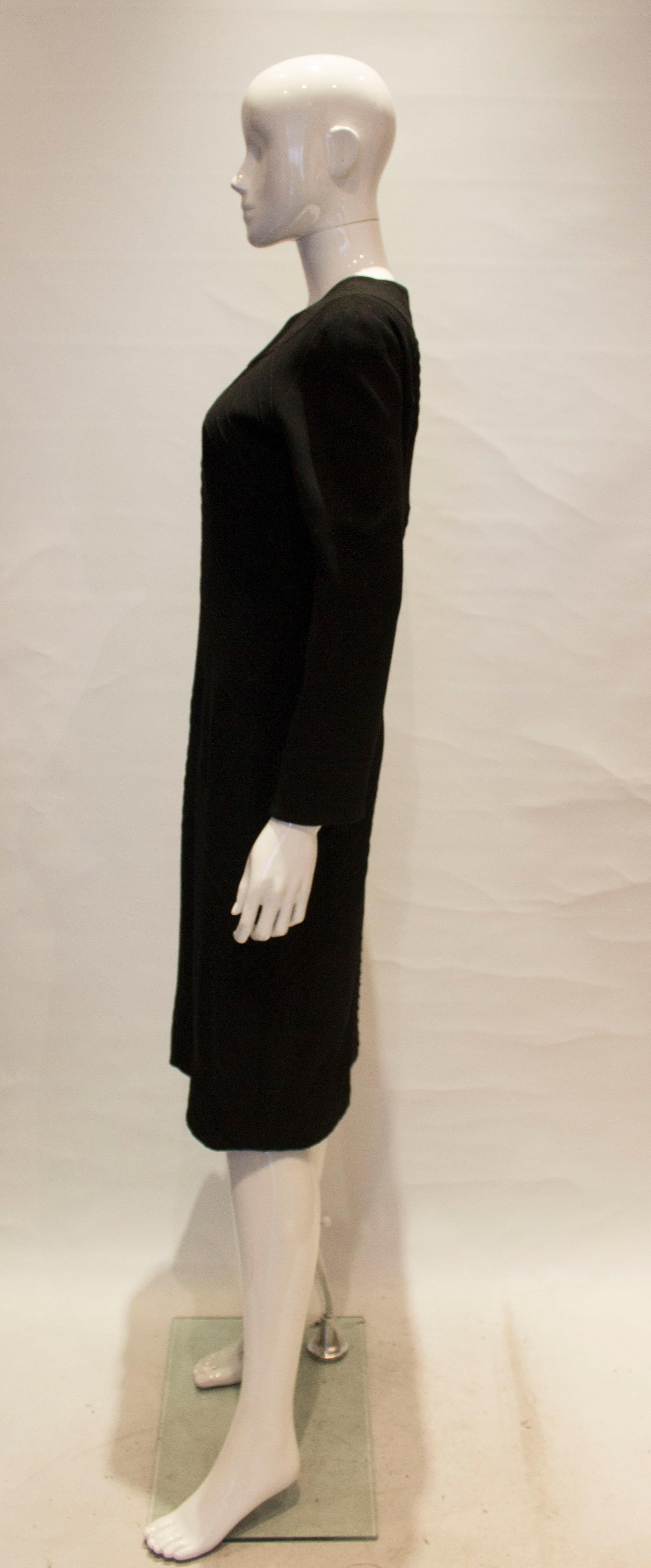 Vintage Black Wool Hartnell  Dress For Sale 1