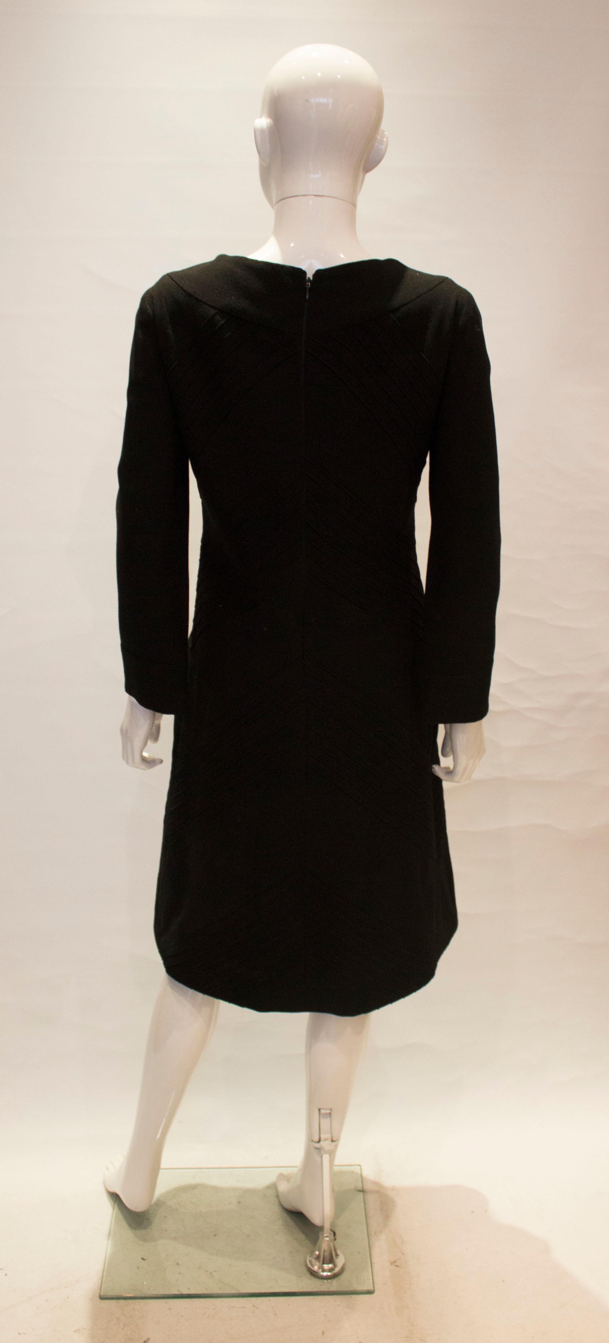 Vintage Black Wool Hartnell  Dress  For Sale 2