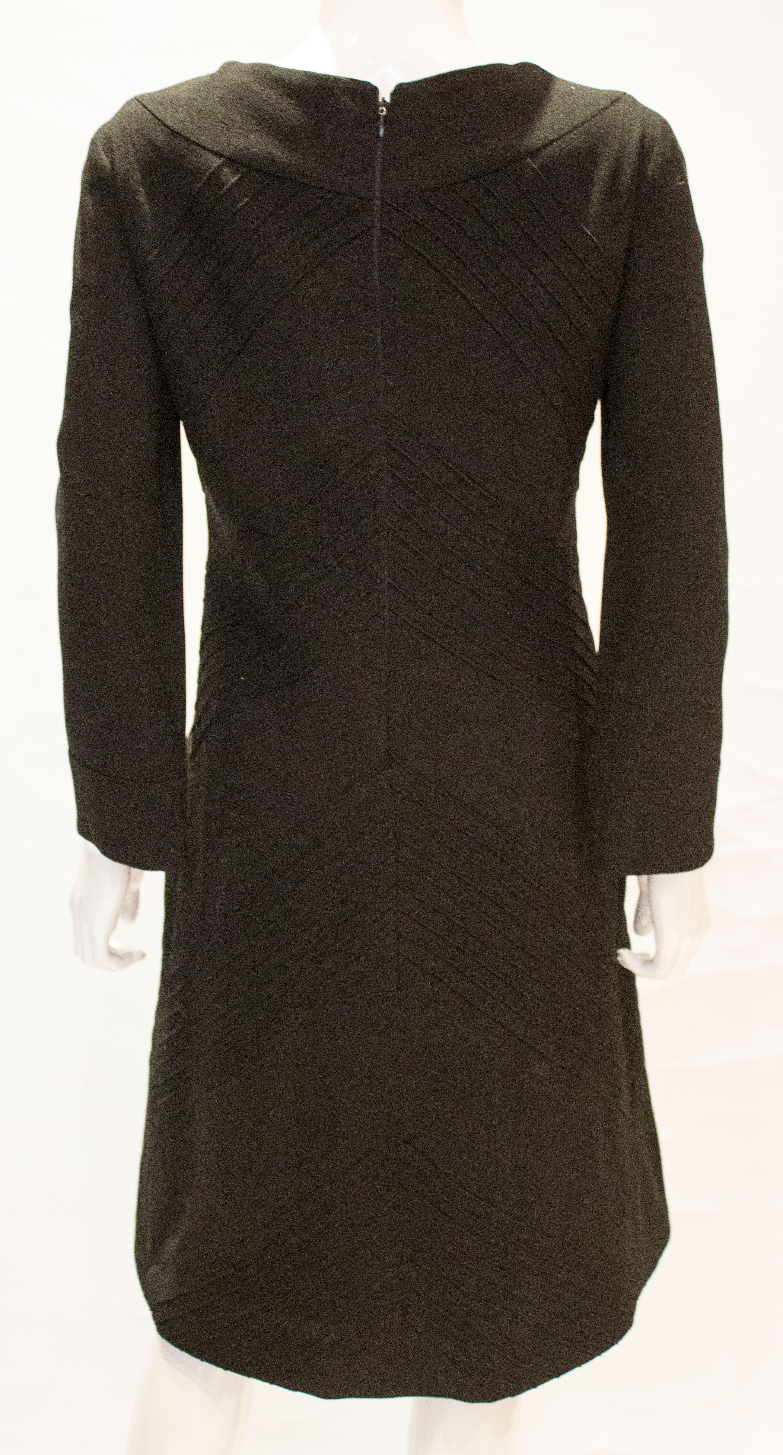 Vintage Black Wool Hartnell  Dress  For Sale 3