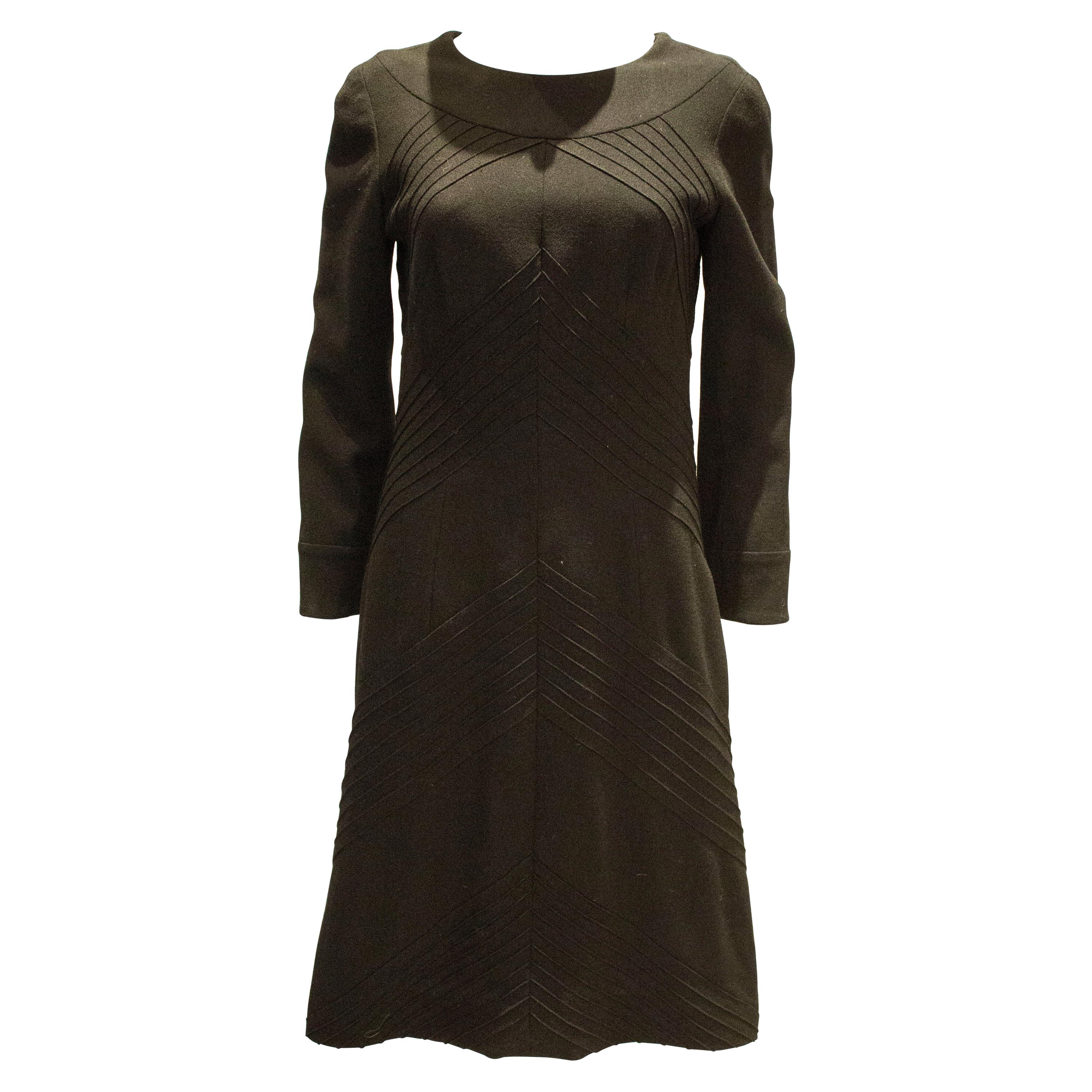 Vintage Black Wool Hartnell  Dress  For Sale