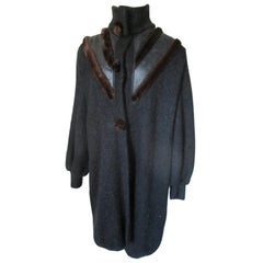Vintage Black Wool Mink Fur Coat Vest