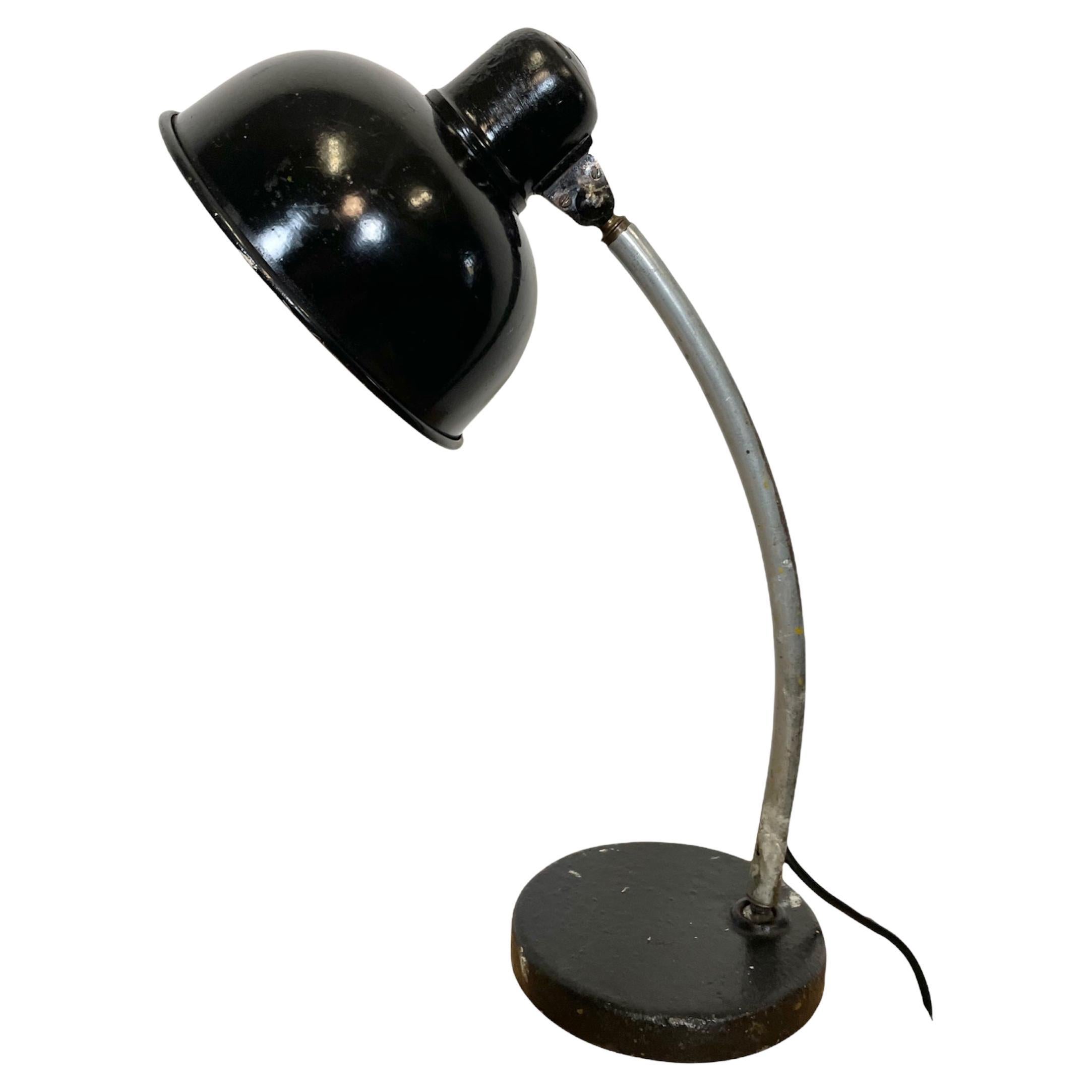 Lampe de table d'atelier noire vintage, années 1950