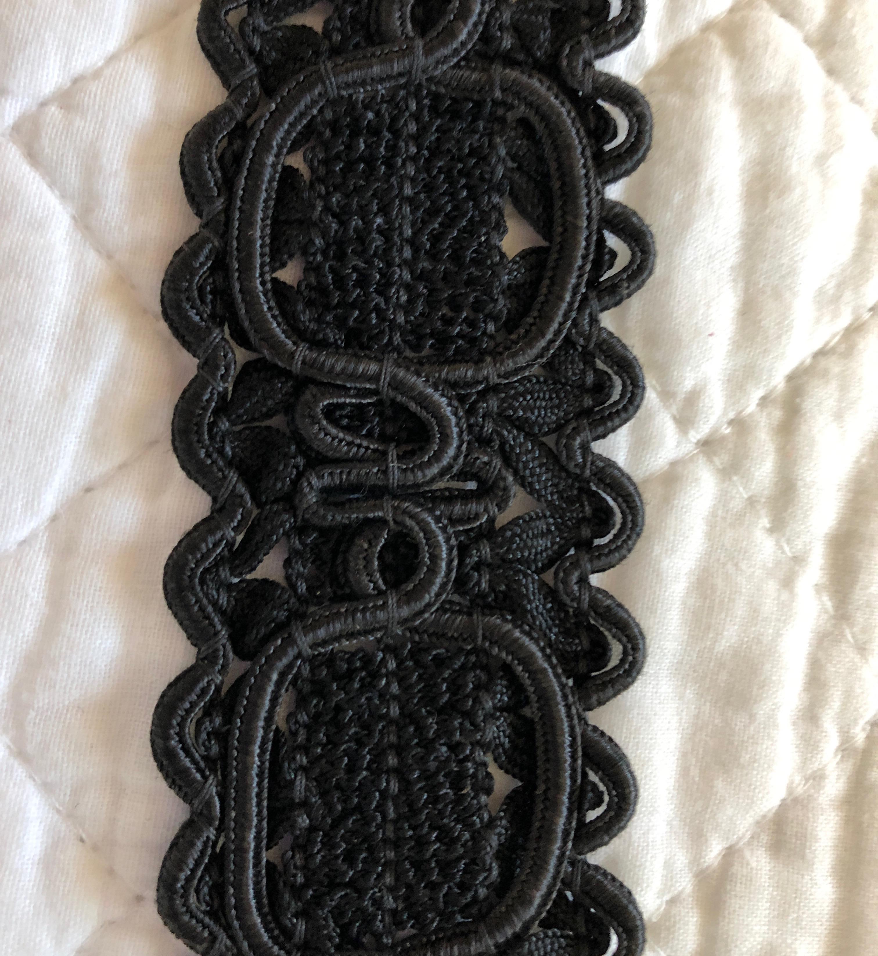 Hand-Crafted Vintage Black Woven Lace Silk Trim