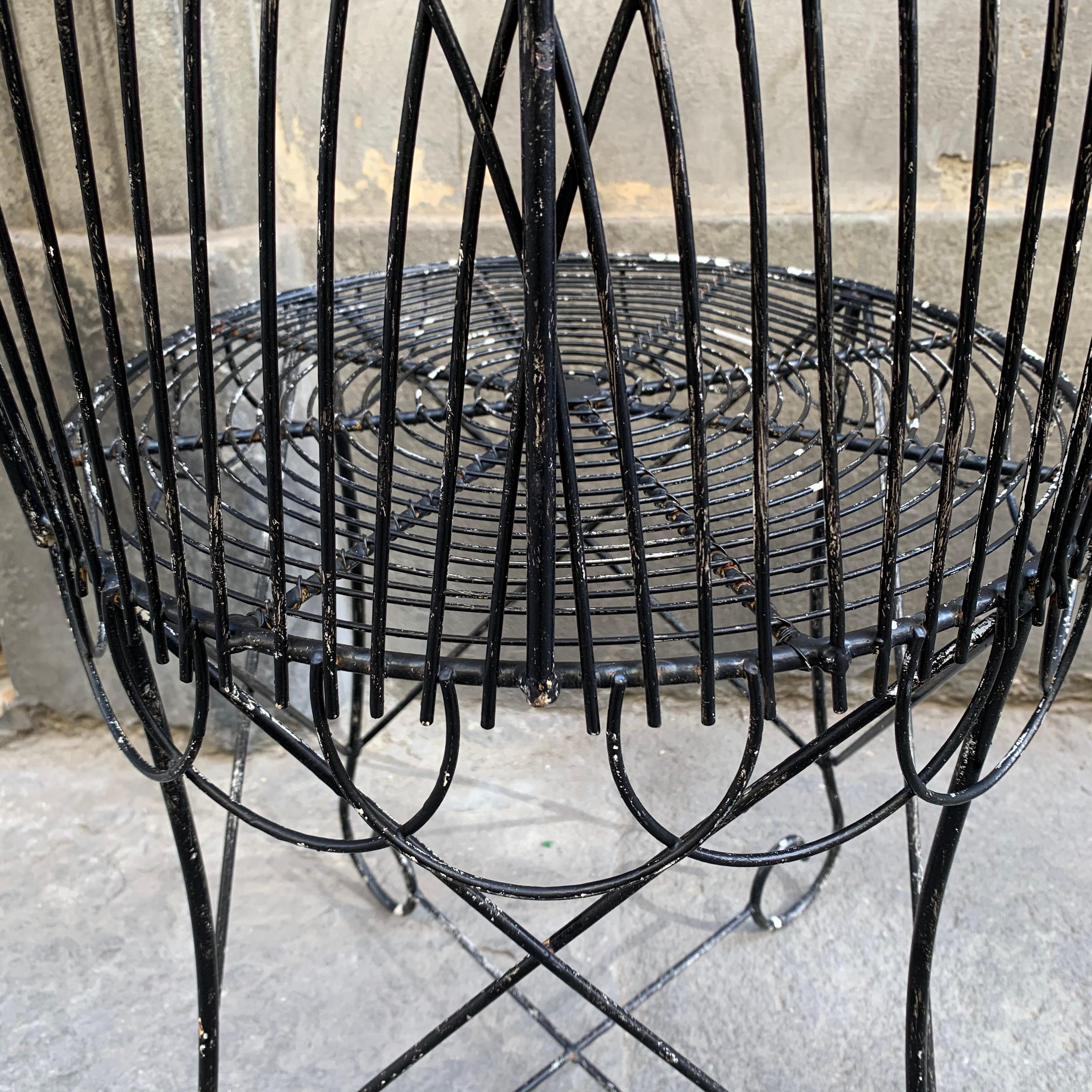 Vintage Black Wrought Iron Midcentury Garden Pair of Chairs, 1950s 8