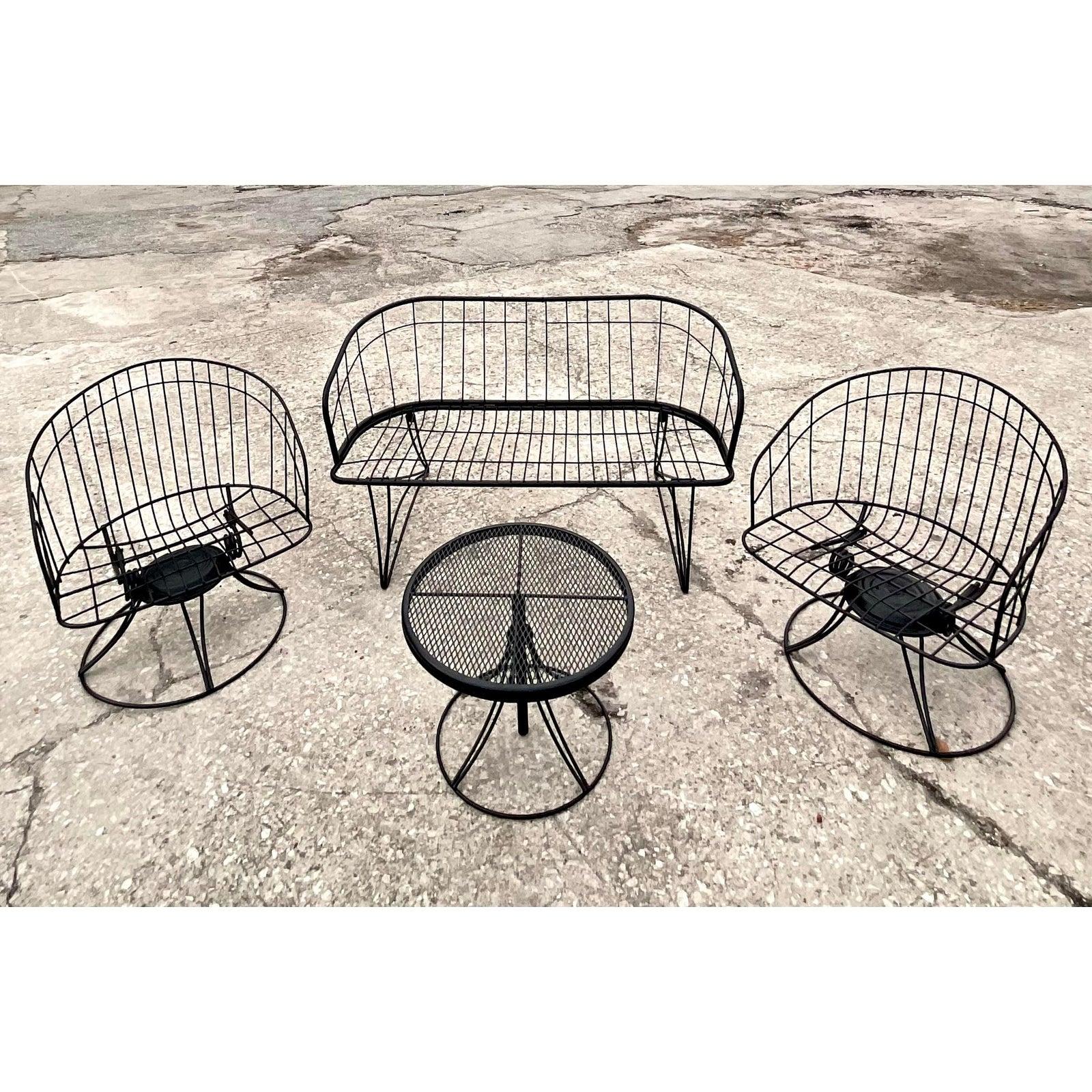 Vintage Black Wrought Iron Outdoor Set 4