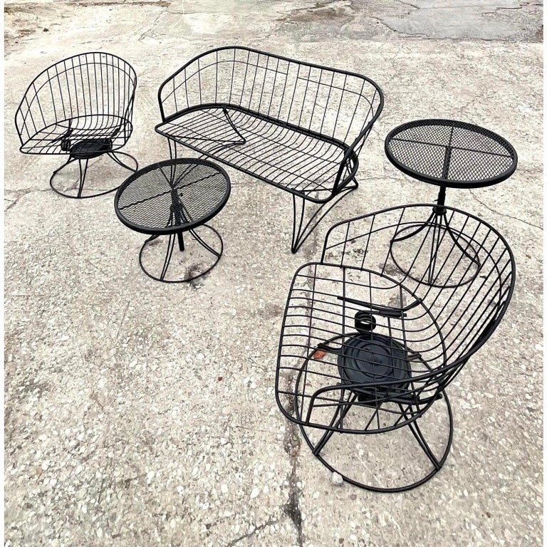 Vintage Black Wrought Iron Outdoor Set at 1stDibs