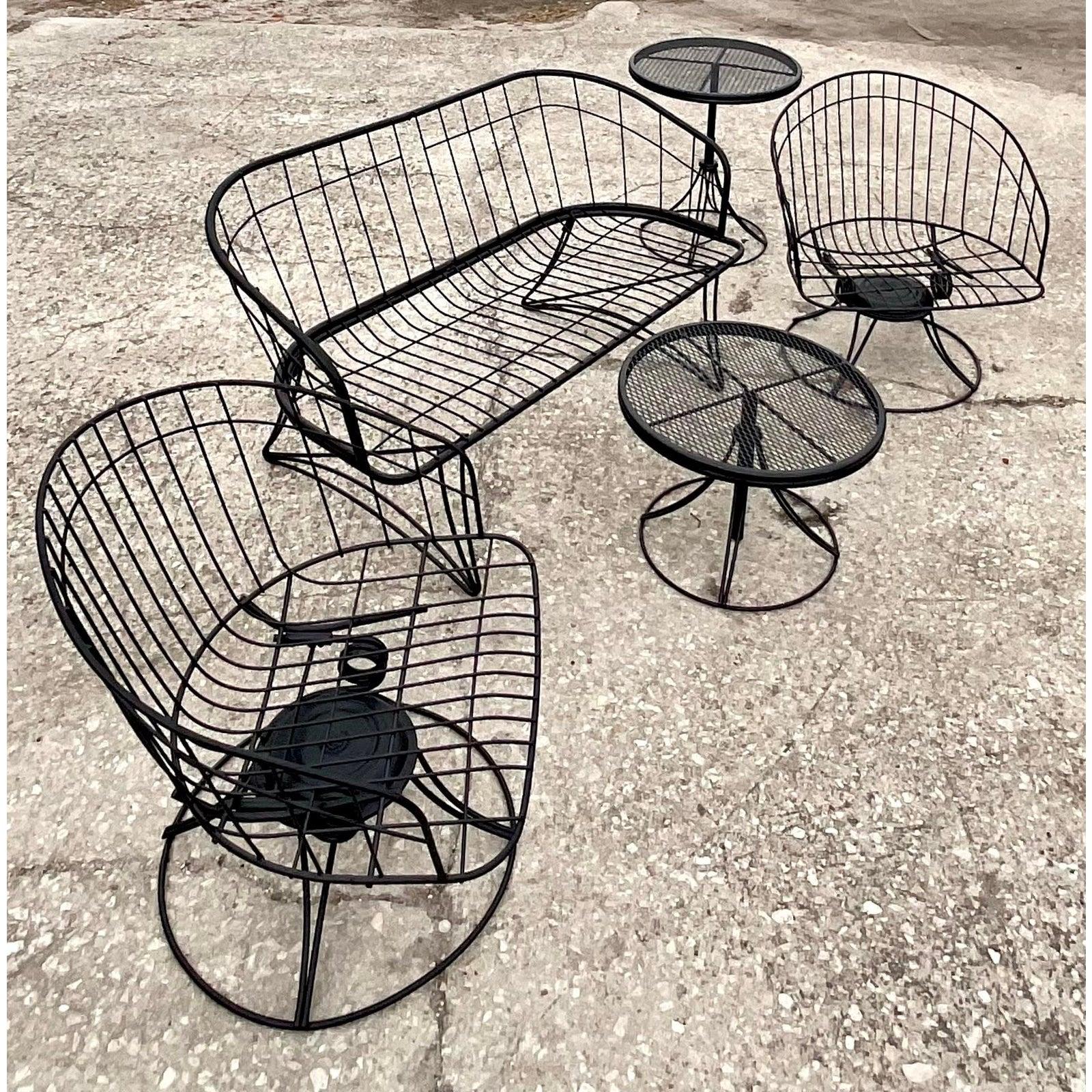 North American Vintage Black Wrought Iron Outdoor Set