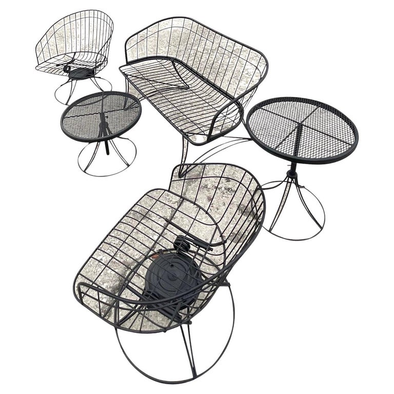 Vintage Black Wrought Iron Outdoor Set at 1stDibs