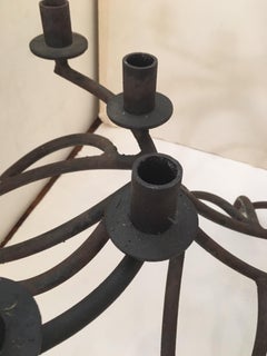 Vintage Black Wrought Iron Seven Lights Candelabra