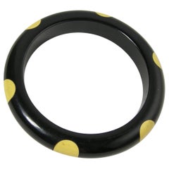 Vintage Black & Yellow ‘Dot’ Bakelite Bangle Bracelet