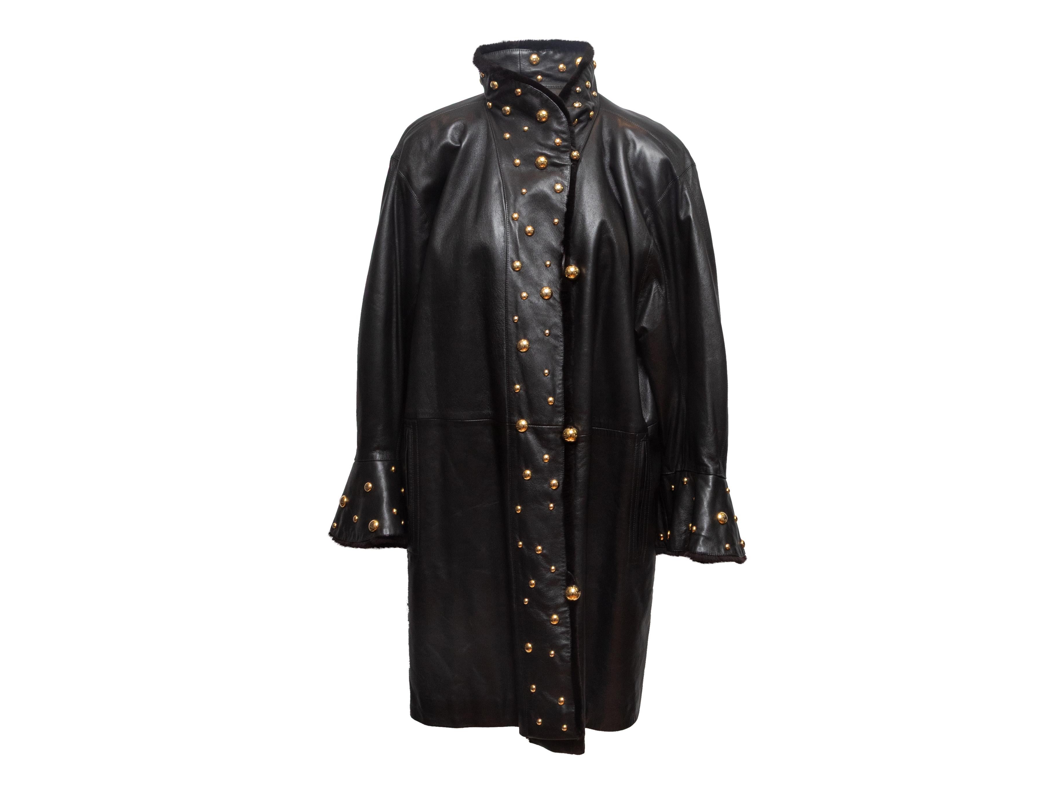 Nero Yves Saint Laurent nero vintage anni '80 in pelle e pelliccia, taglia M. I. in vendita