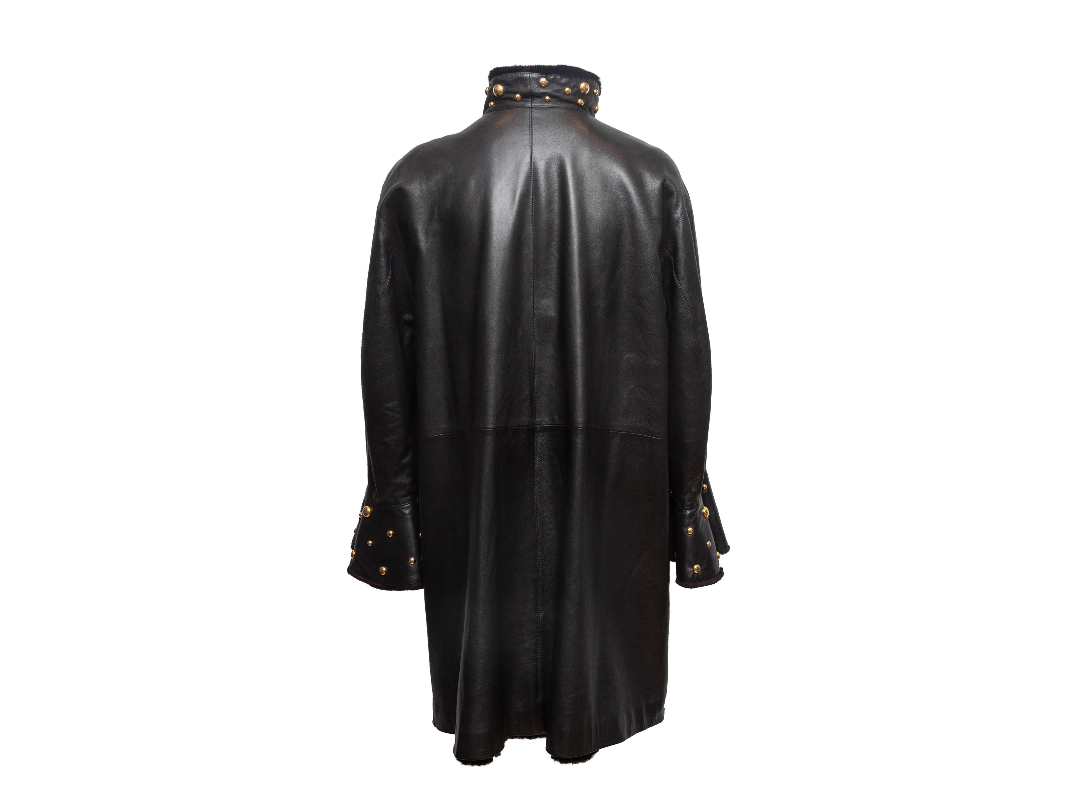 da uomo o donna Yves Saint Laurent nero vintage anni '80 in pelle e pelliccia, taglia M. I. in vendita