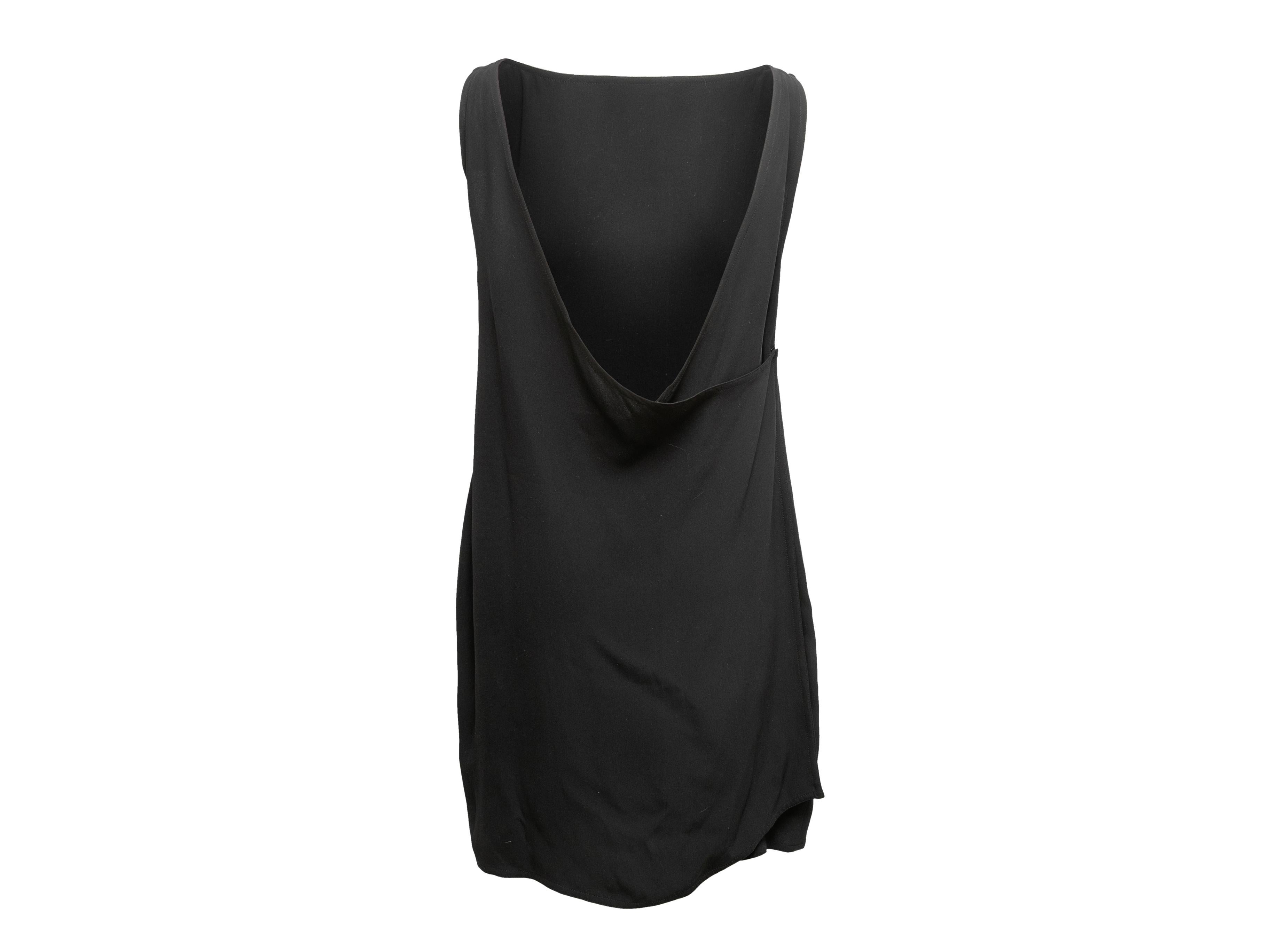Vintage Black Zoran Sleeveless Silk Mini Dress Size US M In Good Condition For Sale In New York, NY