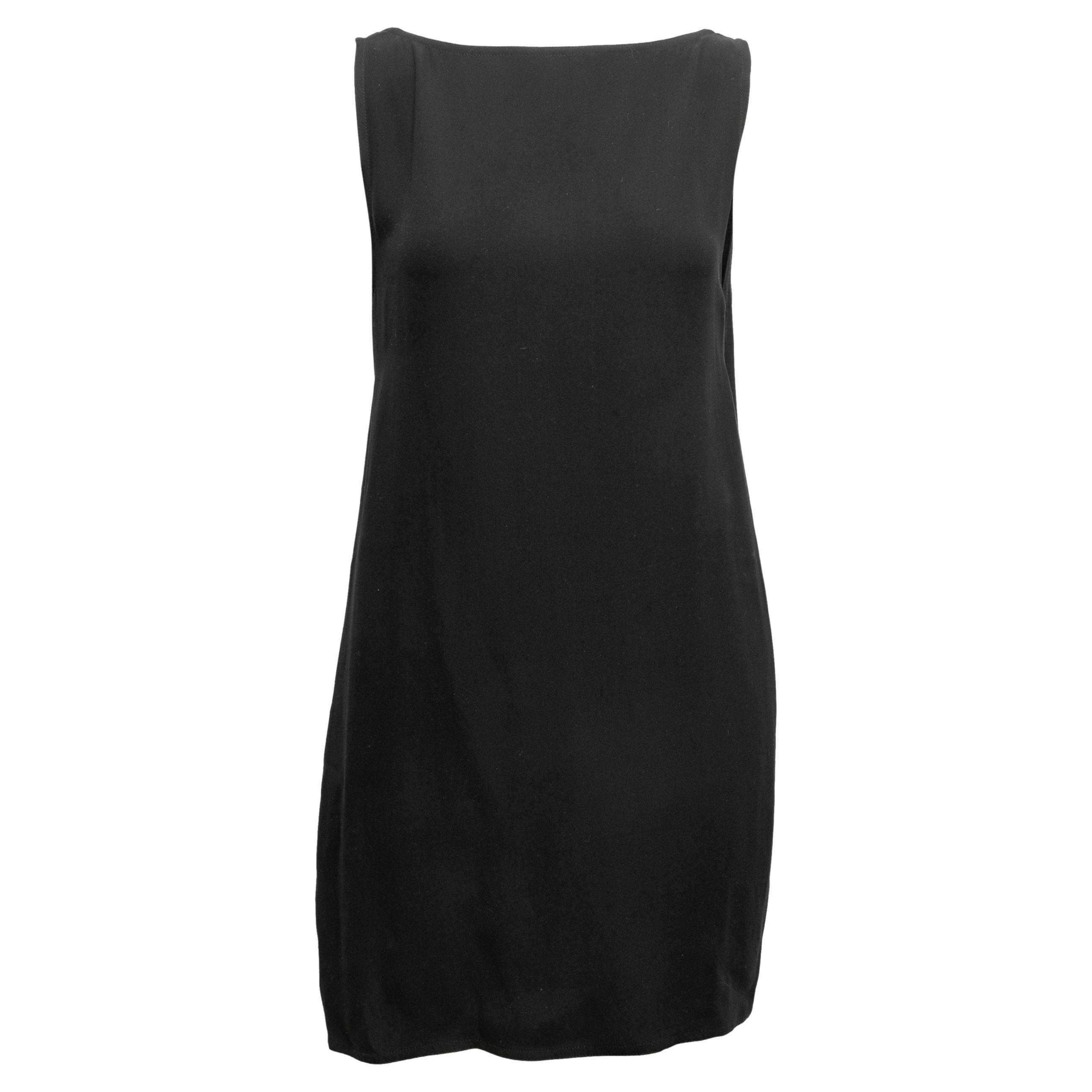Vintage Black Zoran Sleeveless Silk Mini Dress Size US M For Sale