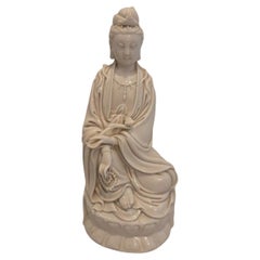 Vintage Blanc De Chine Porcelain Guanyin Statue, 12”