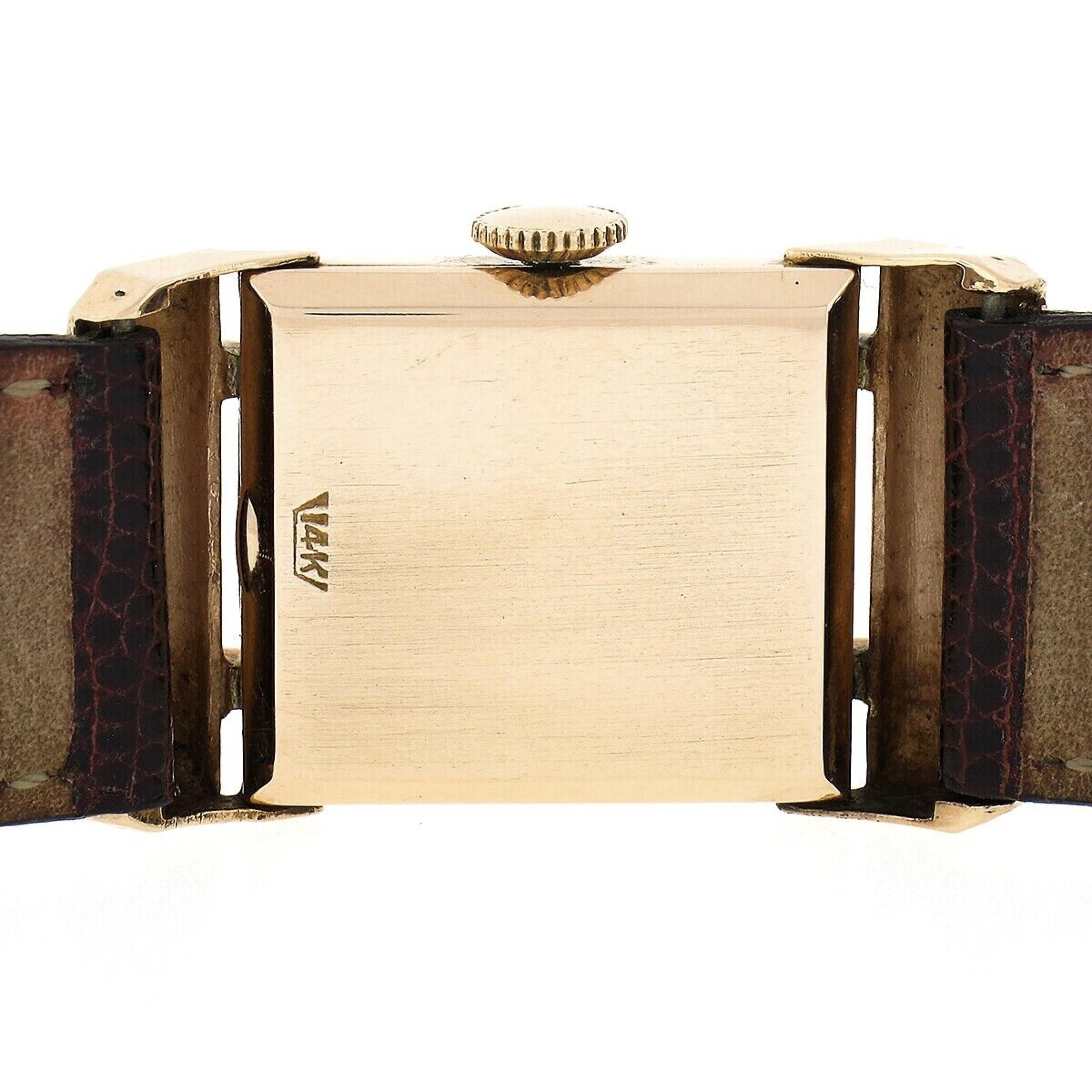 Blancpain Montre-bracelet mécanique rectangulaire vintage en or rose 14 carats avec cadran, 17j 1