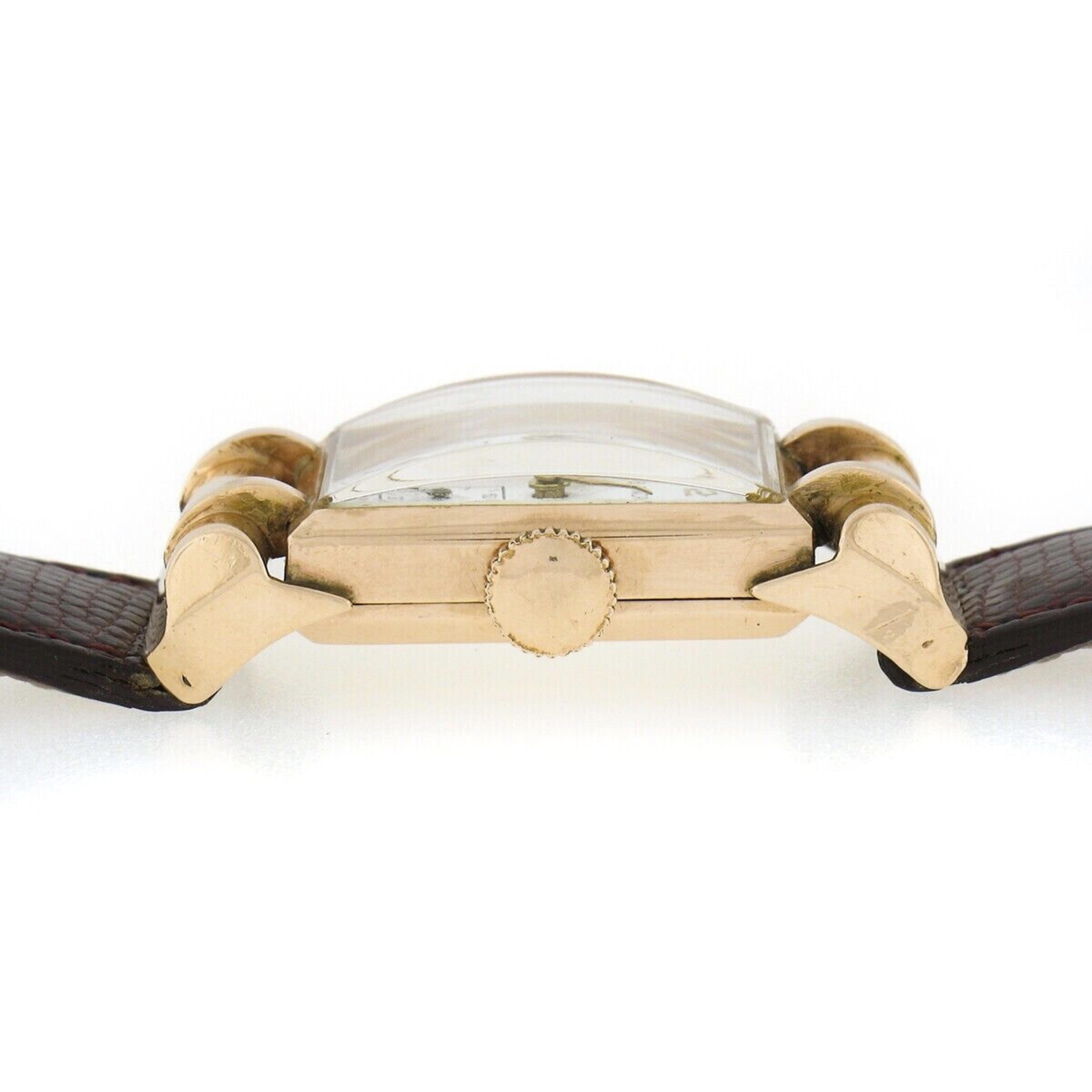 Vintage Blancpain 14k Rose Gold Rectangular 17j Mechanical Wrist Watch In Good Condition In Montclair, NJ