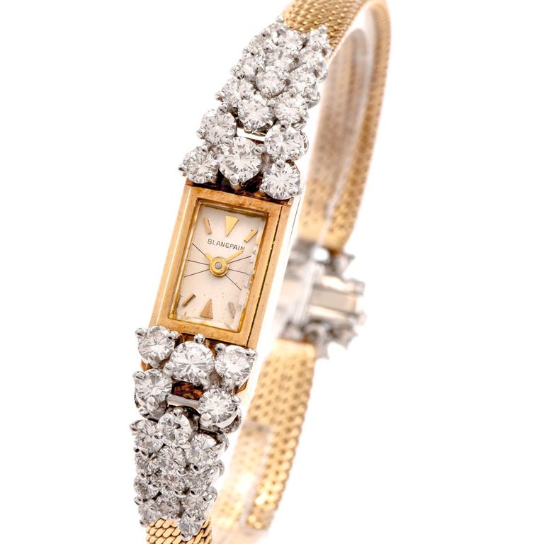 Vintage Blancpain Back Winder Diamond Ladies Watch For Sale at 1stDibs