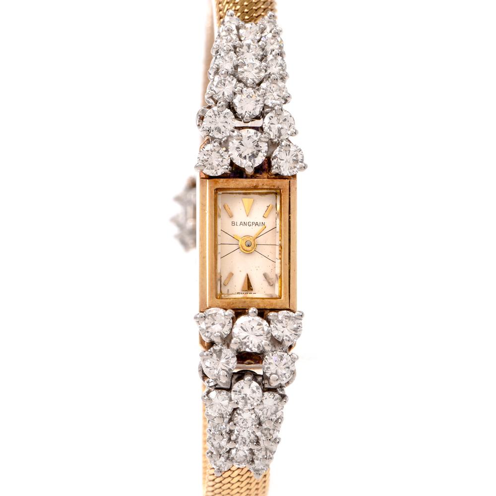 Vintage Blancpain Back Winder Diamond Ladies Watch In Good Condition In Miami, FL