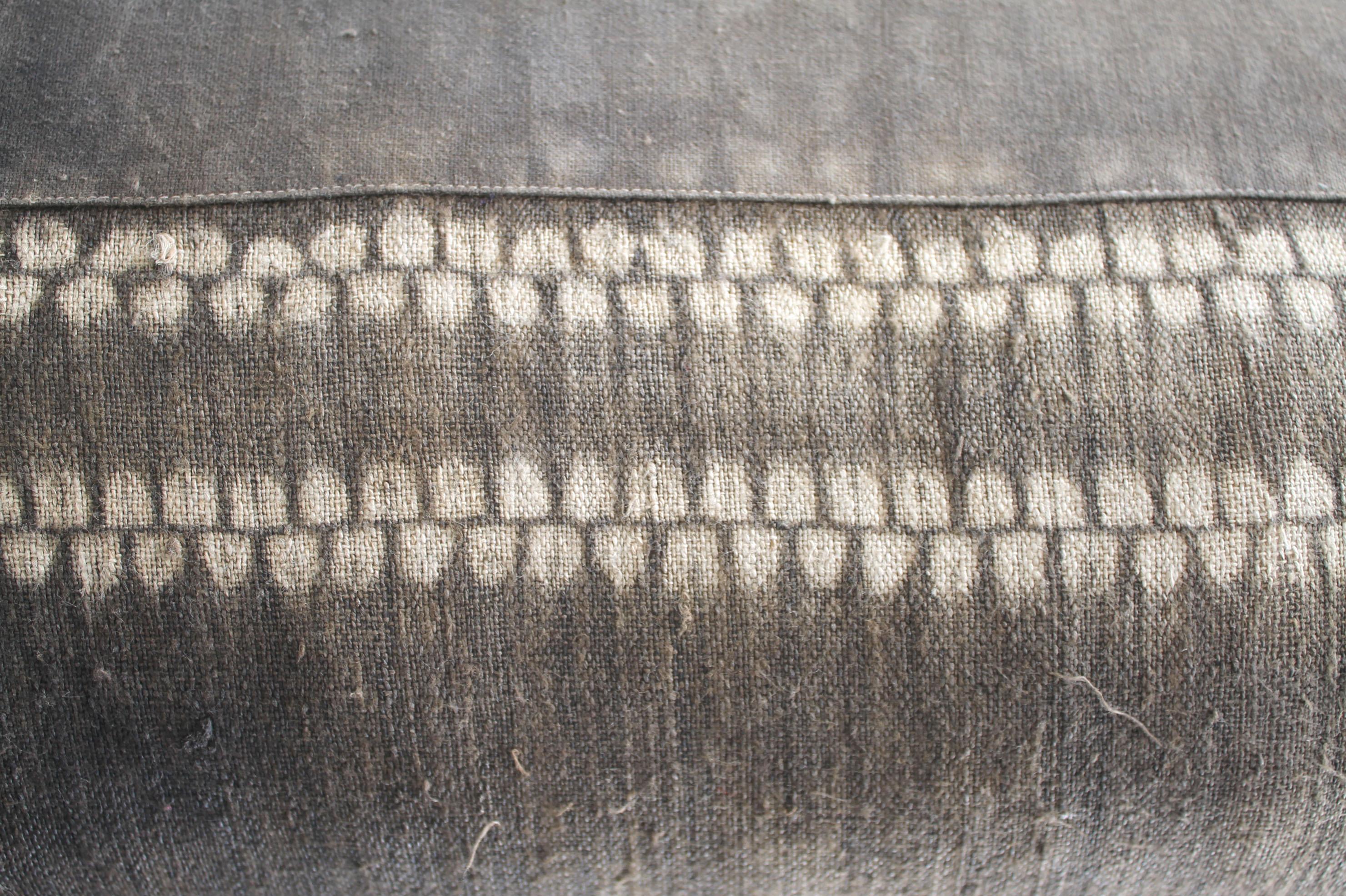Vintage Bleached Batik Textile Lumbar Pillow 2