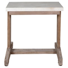 Vintage Bleached Oak Side Table with Limestone Top Vintage Bleached Oak Side Table with Limestone Top