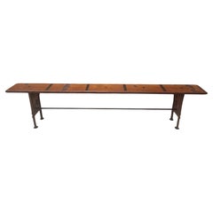 Vintage Bleacher Bench w/ Art Deco Wrought Iron Details