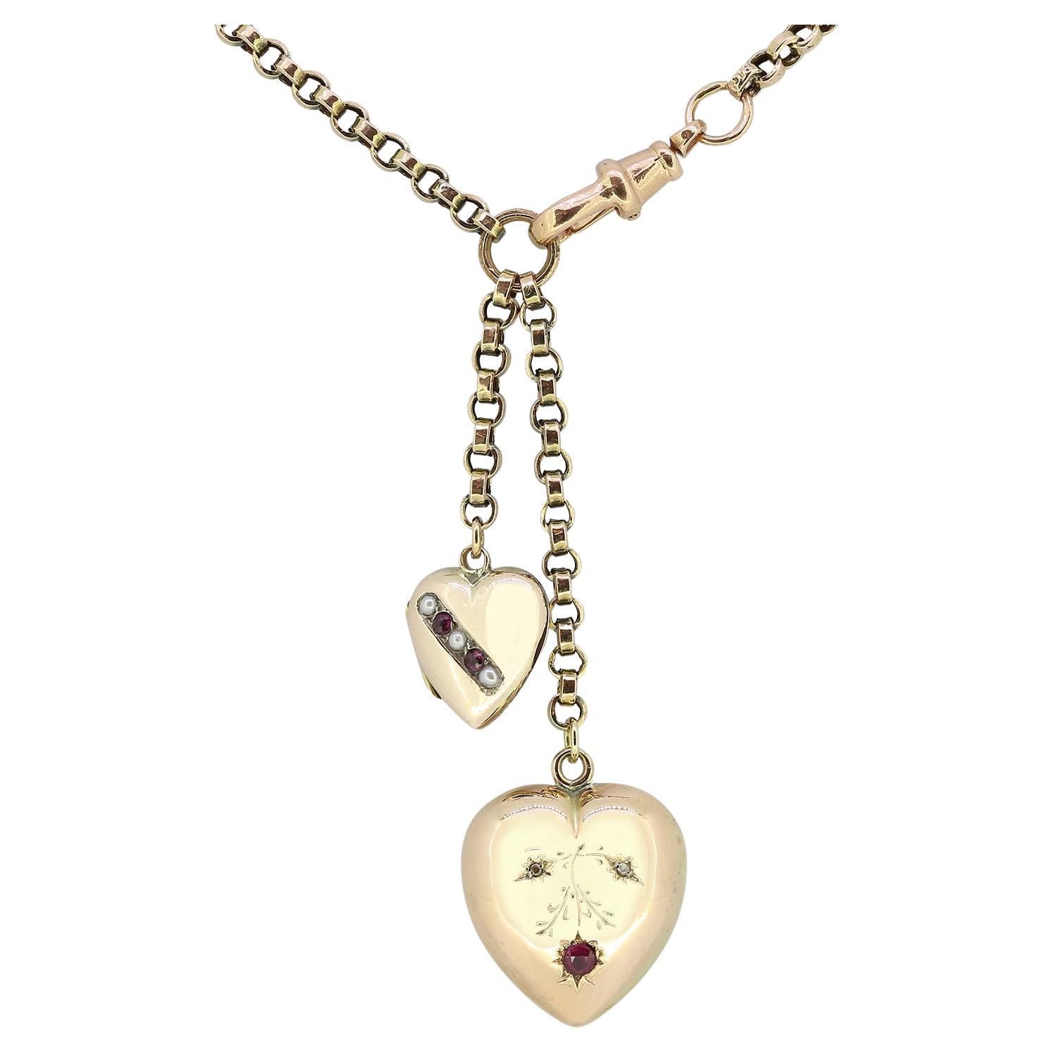 Vintage Bleeding Heart Charm Necklace For Sale