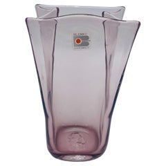 Jarrón vintage Blenko de cristal con bolsa de papel amatista de Don Shepherd
