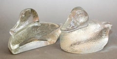Vintage BLENKO USA Glass Duck Bookends a Pair from the 1980s