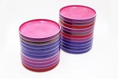 Vintage Block Chromatics "Red Lavender" Ceramic Dinnerware Set '69 pcs', 1970s