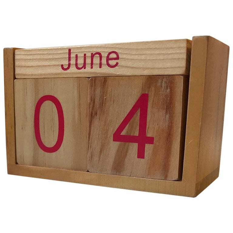 Vintage Block Eternity Calendar in Wood, 1970s For Sale at 1stDibs
