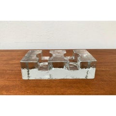 Vintage Block Glass Double Tea Warmer Candle Holder