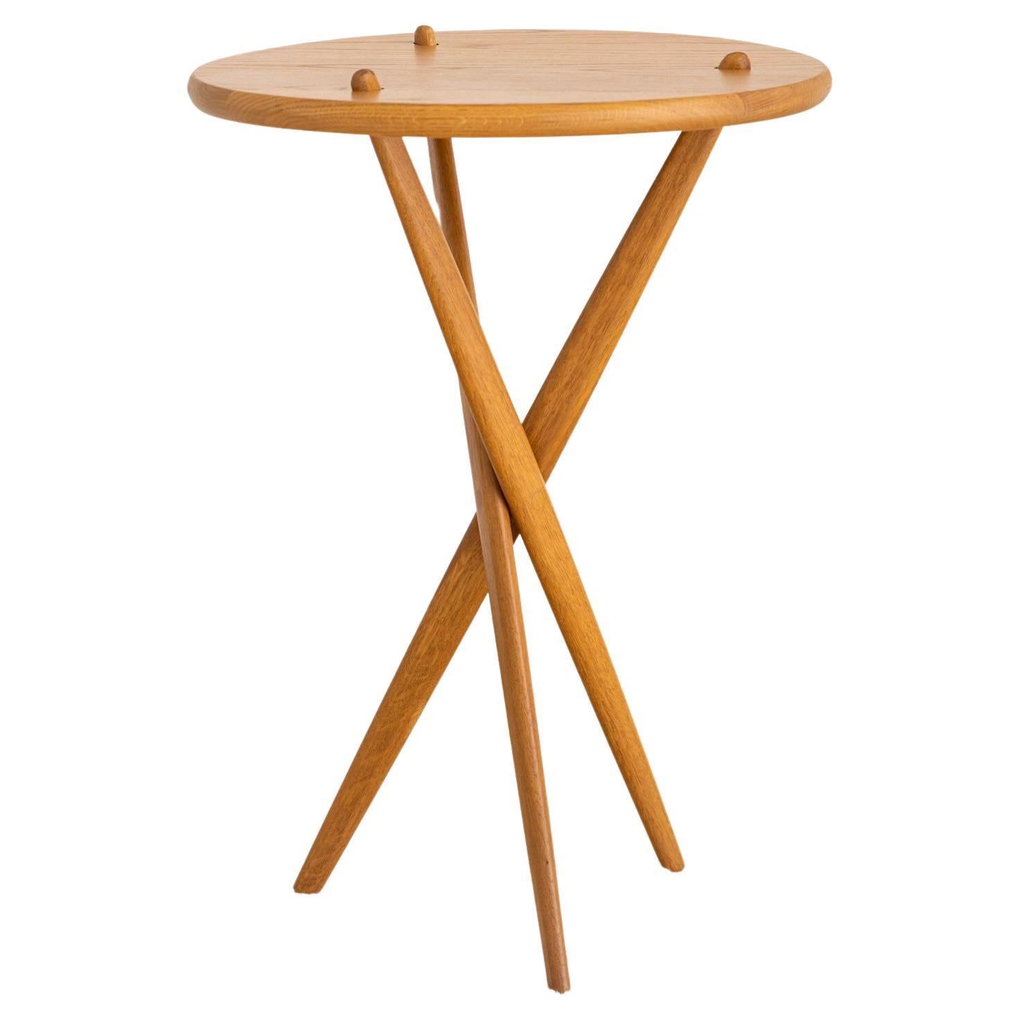 Danish Soaped Oak 27D Accent Table For Sale at 1stDibs