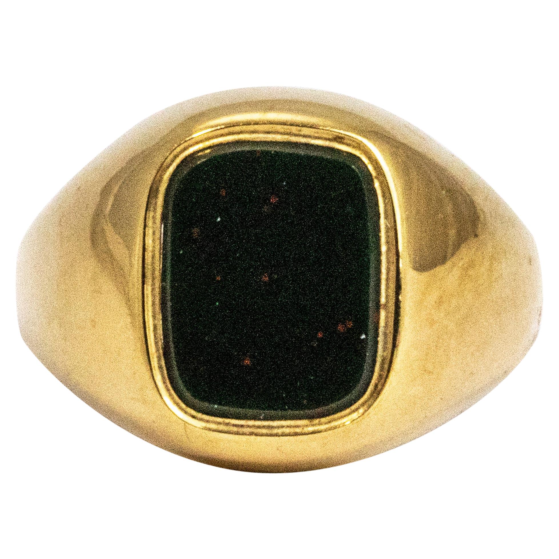 Vintage Blood Stone 9 Carat Gold Signet Ring