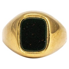 Retro Blood Stone 9 Carat Gold Signet Ring