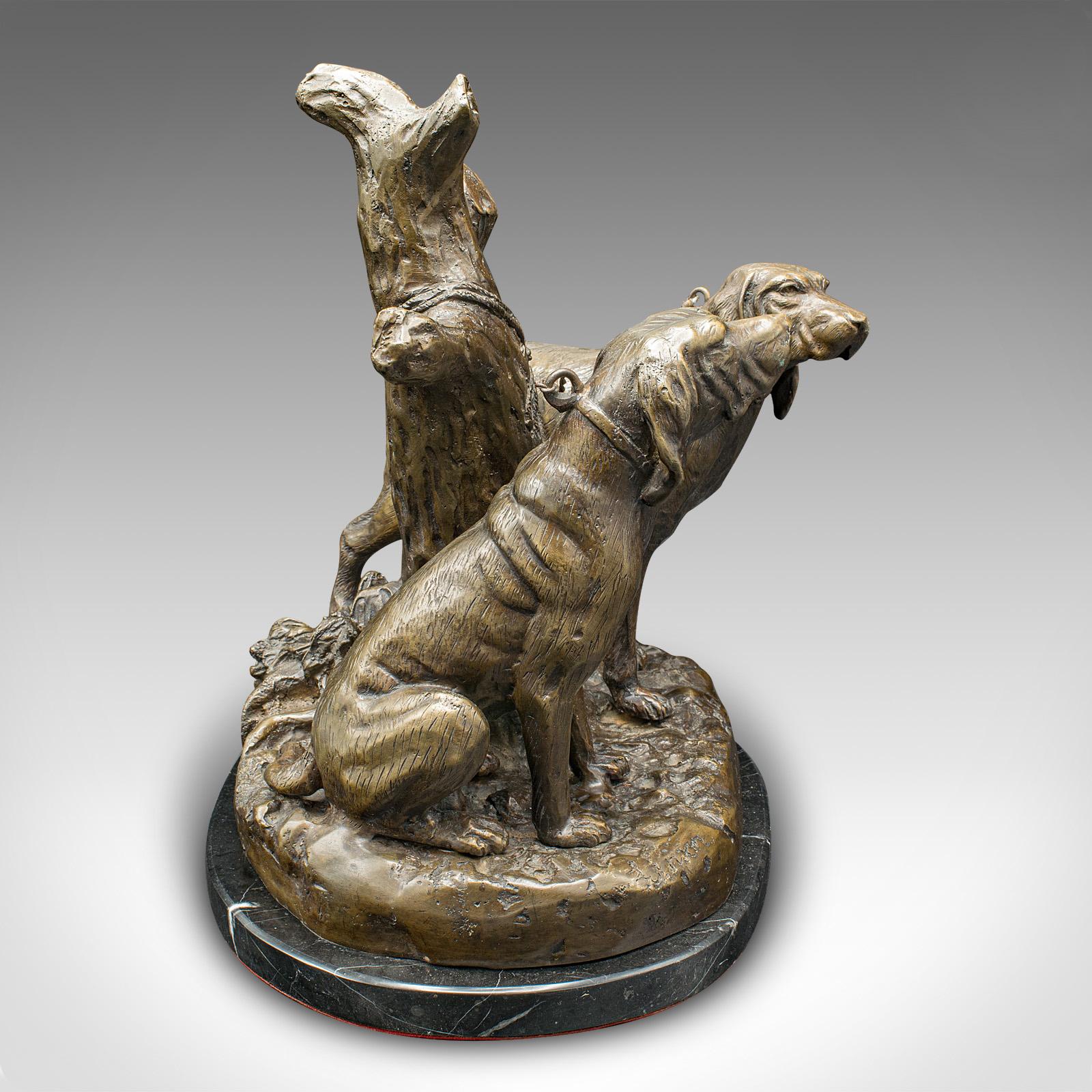 Vintage Bloodhound-Dekoration, amerikanisch, Bronze, Marmor, Hund-Skulptur, um 1950 im Zustand „Gut“ im Angebot in Hele, Devon, GB