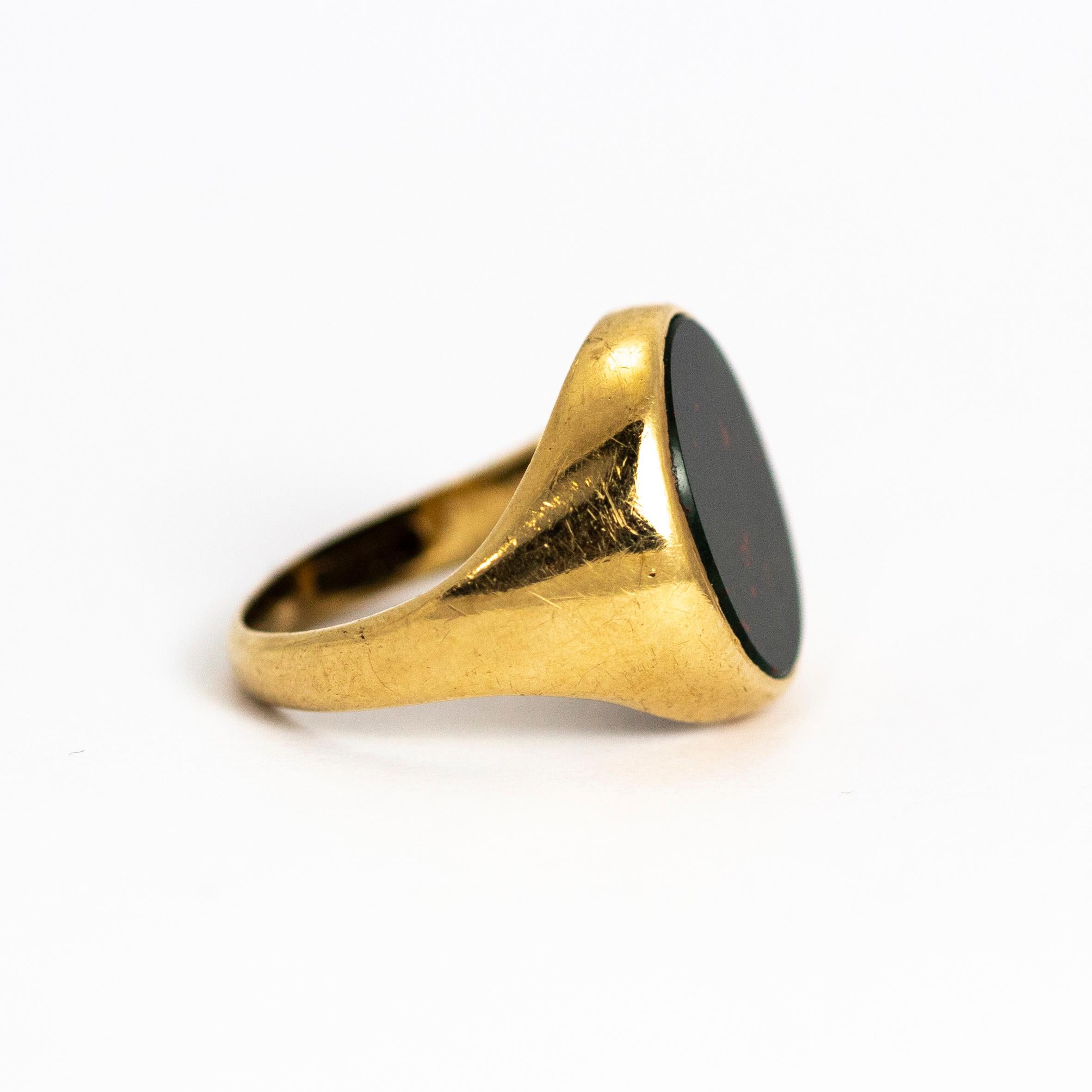 Women's or Men's Vintage Bloodstone 9 Carat Gold Signet Ring