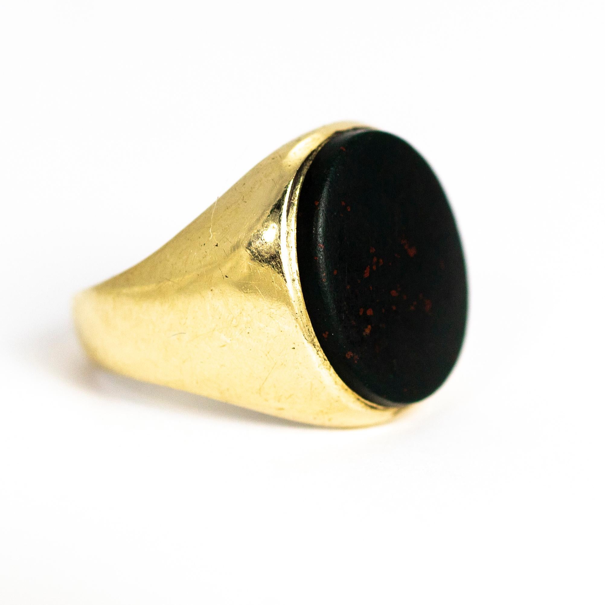 Vintage Bloodstone 9 Carat Gold Signet Ring 1