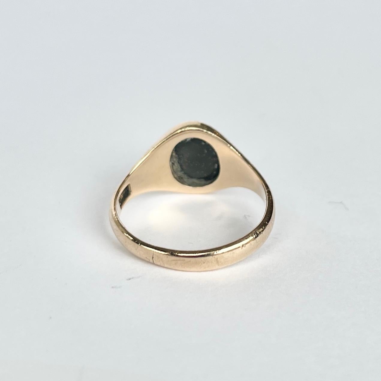 Women's or Men's Vintage Bloodstone and 9 Carat Gold Signet Ring For Sale