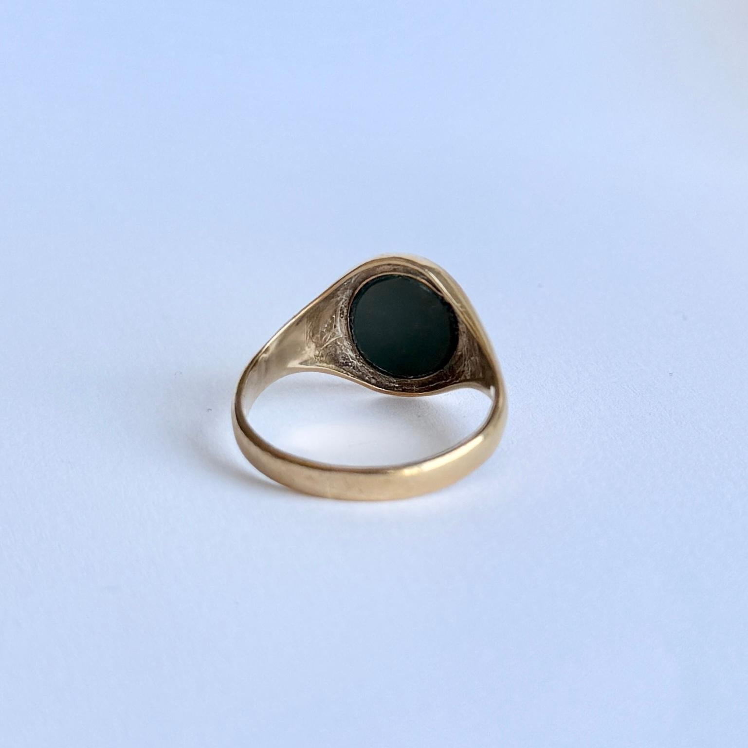 Women's or Men's Vintage Bloodstone and 9 Carat Gold Signet Ring For Sale