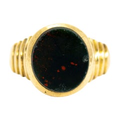 bloodstone signet ring Vintage Bloodstone and 9 Carat Gold Signet Ring