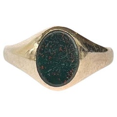 Retro Bloodstone and 9 Carat Gold Signet Ring