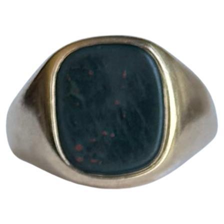 Vintage Bloodstone and 9 Carat Gold Signet Ring