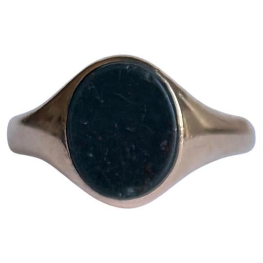 Vintage Bloodstone and 9 Carat Gold Signet Ring