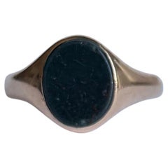 Vintage Bloodstone and 9 Carat Gold Signet Ring